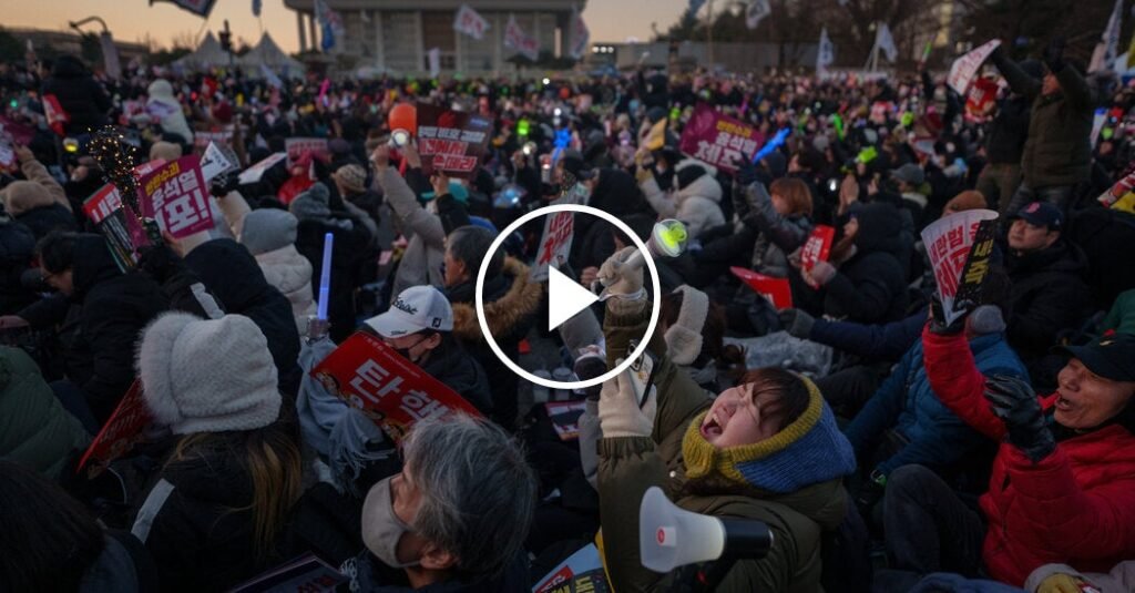 South Koreans celebrate the impeachment of the president in Seoul