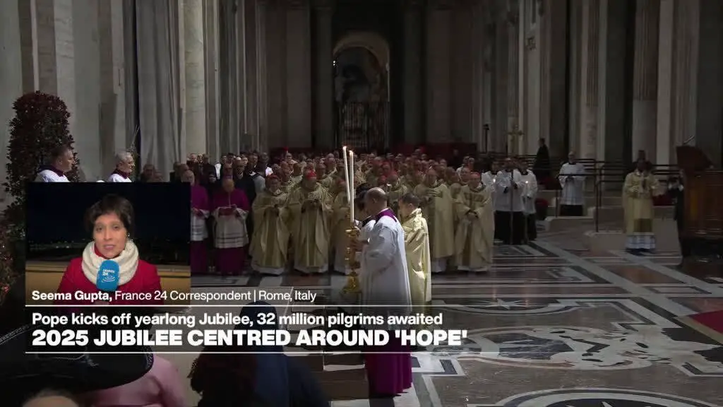 Pope Francis opens the Holy Door on Christmas Eve, marking the start of the anniversary year