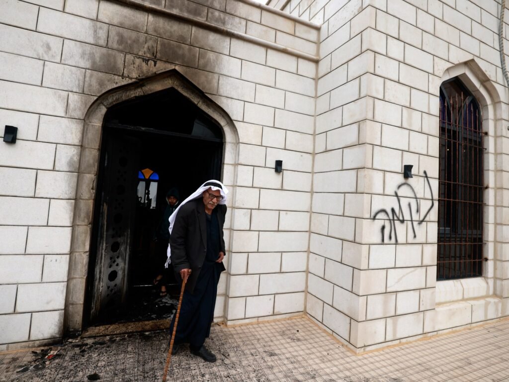 Israeli settlers defaced a mosque and set it on fire | Occupied West Bank