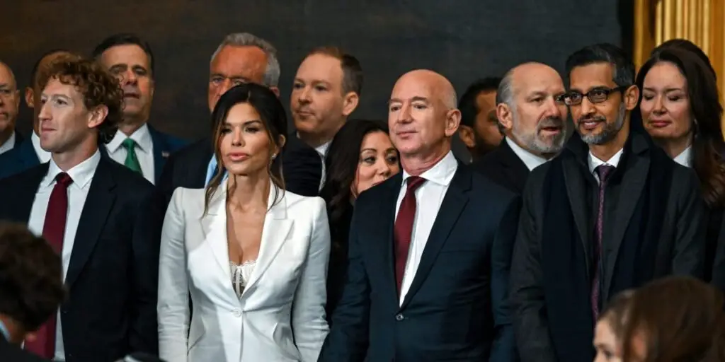 Jeff Bezos’ fiancée Lauren Sanchez is facing criticism over her inauguration outfit – sparking Generation Z’s “office siren” debate about what’s appropriate for work