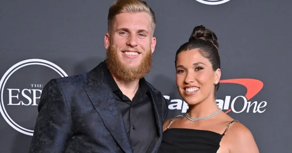 Cooper Kupp and Mrs. Anna Marie of NFL celebrate Seattle Seahawks move
