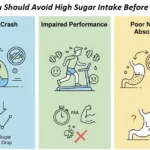 Why should you avoid a high sugar intake before training