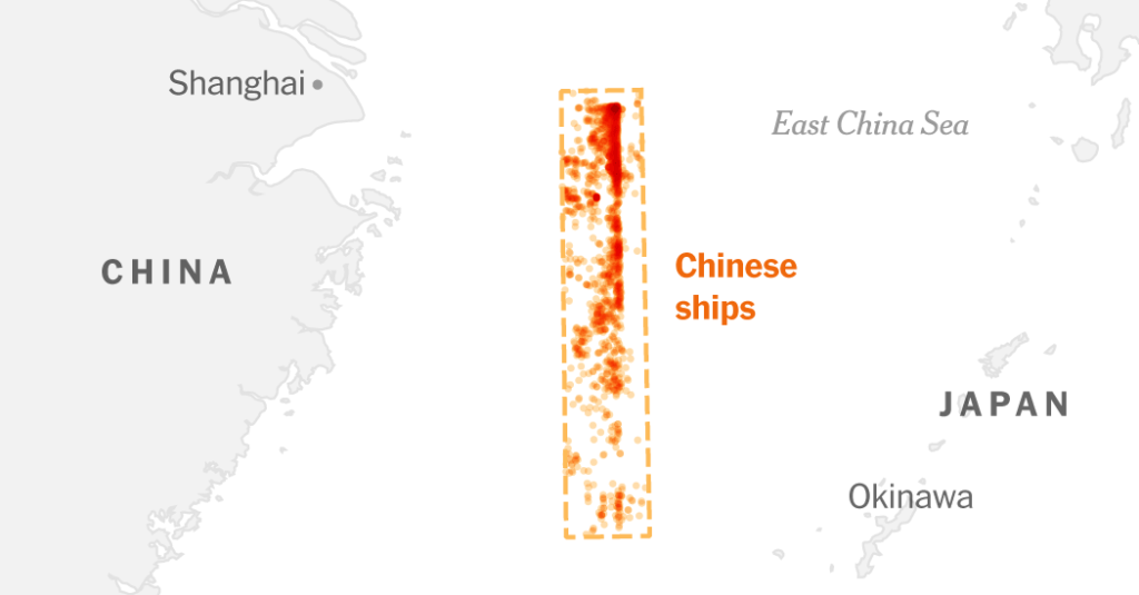 Thousands of Chinese fishing boats are quietly forming huge sea barriers